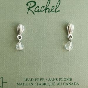 Vintage  stud earrings crystal and Silver Tone
